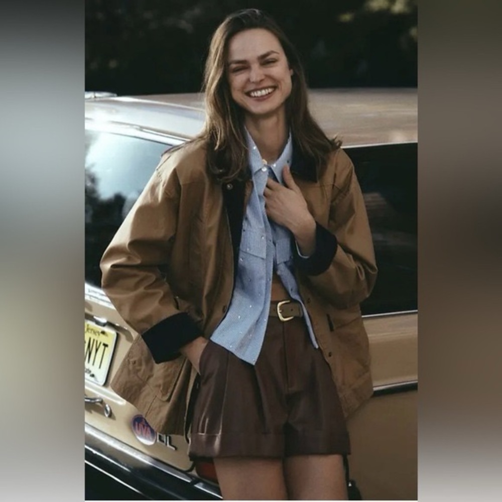 NWT Size 14  Anthropologie Faux Leather Cuffed Shorts in Brown